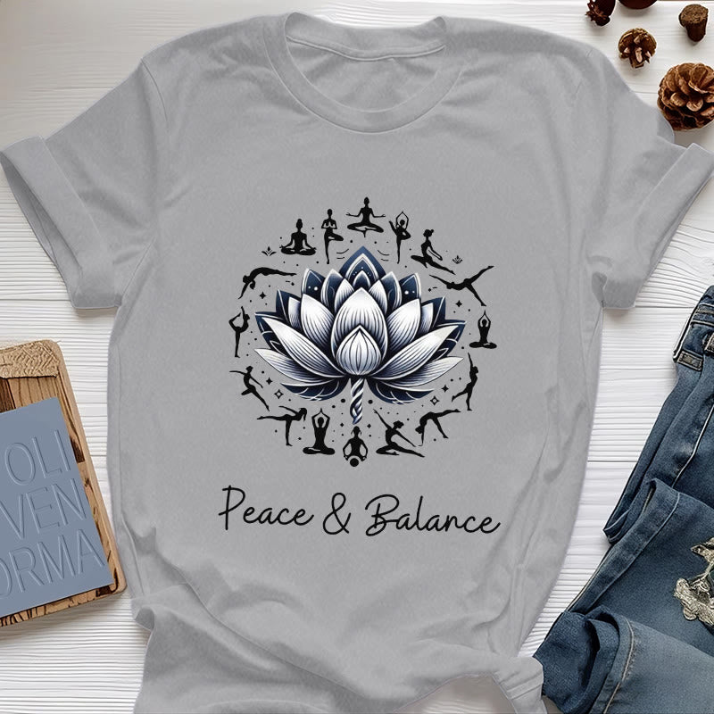 Olivenorma "PEACE & BALANCE" Lotus Yoga Tee Baumwoll-T-Shirt - Grau - 2XL - image 8