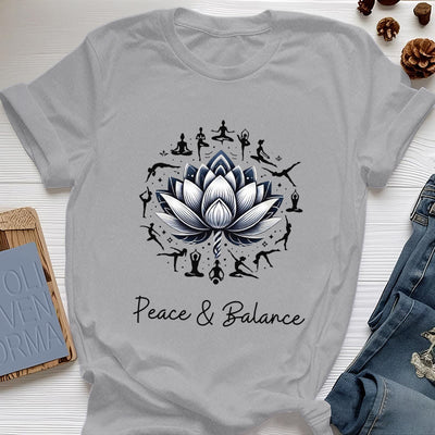 Olivenorma "PEACE & BALANCE" Lotus Yoga Tee Baumwoll-T-Shirt - Grau - 2XL - image 8