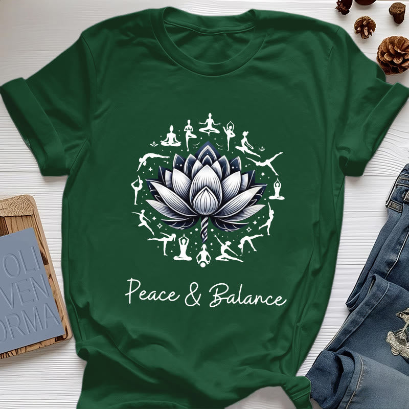 Olivenorma "PEACE & BALANCE" Lotus Yoga Tee Baumwoll-T-Shirt - Dunkelgrün - 2XL - image 20