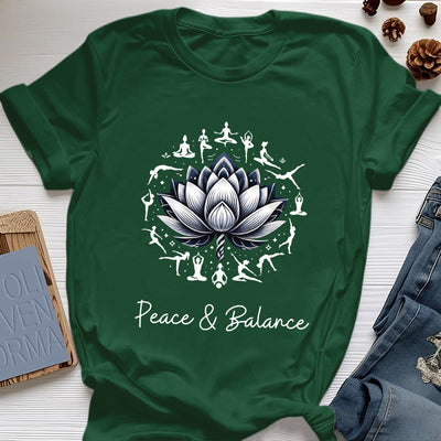 Olivenorma "PEACE & BALANCE" Lotus Yoga Tee Baumwoll-T-Shirt - Dunkelgrün - 2XL - image 20