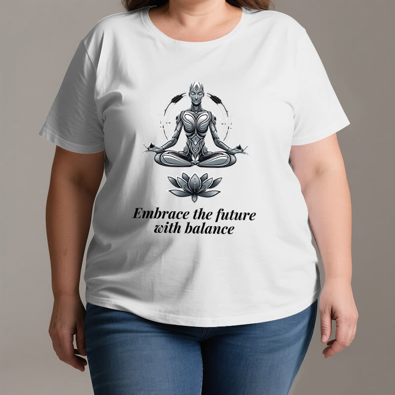 Olivenorma "UMARME DIE ZUKUNFT MIT BALANCE" Lotus Spirituelles T-Shirt - image 3