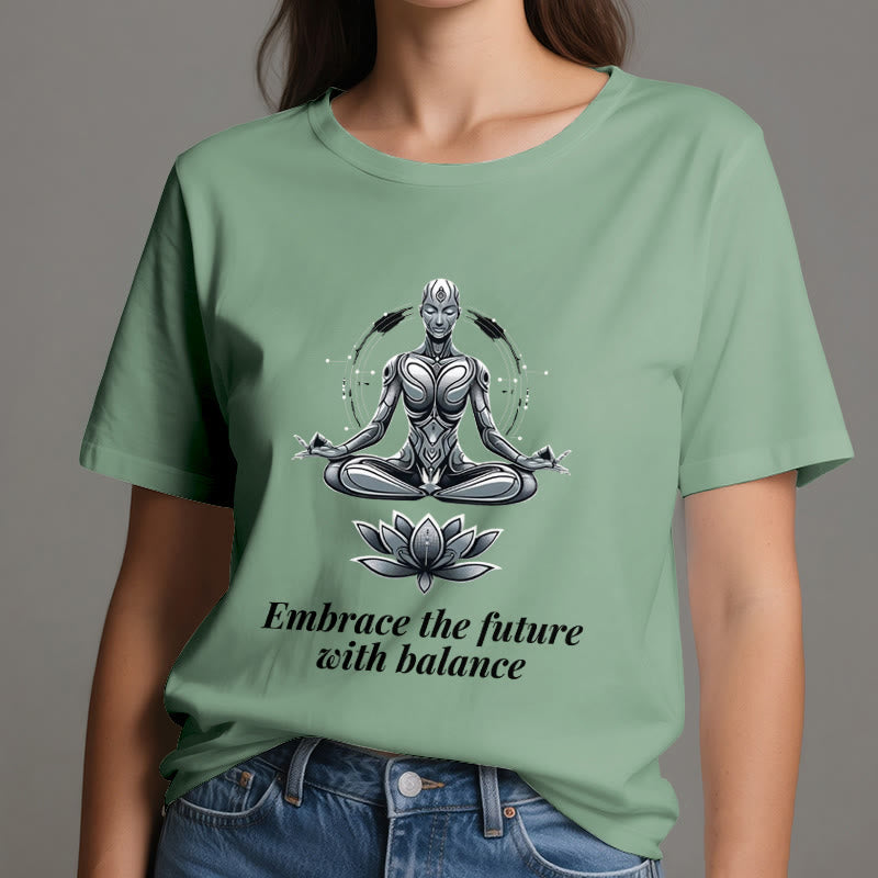 Olivenorma "UMARME DIE ZUKUNFT MIT BALANCE" Lotus Spirituelles T-Shirt - image 19
