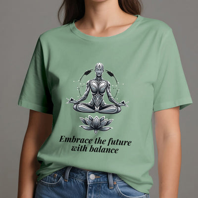 Olivenorma "UMARME DIE ZUKUNFT MIT BALANCE" Lotus Spirituelles T-Shirt - image 19