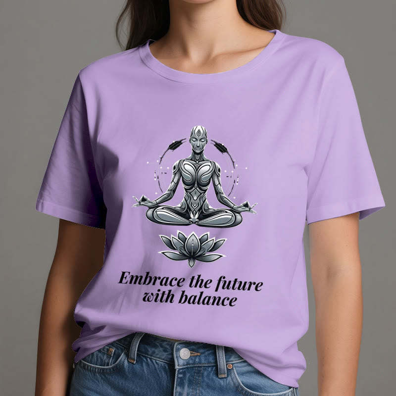 Olivenorma "UMARME DIE ZUKUNFT MIT BALANCE" Lotus Spirituelles T-Shirt - image 17