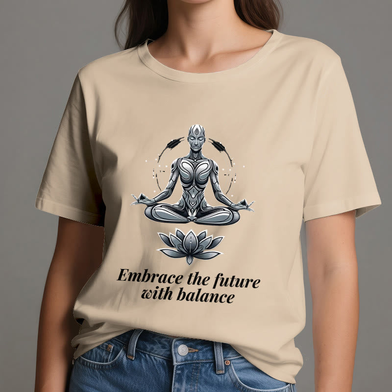 Olivenorma "UMARME DIE ZUKUNFT MIT BALANCE" Lotus Spirituelles T-Shirt - image 11