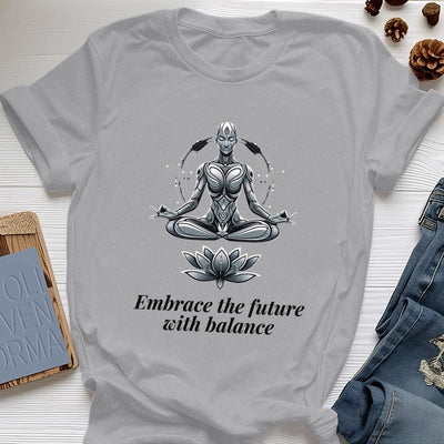 Olivenorma "UMARME DIE ZUKUNFT MIT BALANCE" Lotus Spirituelles T-Shirt - Grau - 2XL - image 8