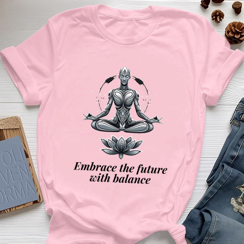 Olivenorma "UMARME DIE ZUKUNFT MIT BALANCE" Lotus Spirituelles T-Shirt - Rosa - 2XL - image 14