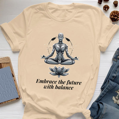 Olivenorma "UMARME DIE ZUKUNFT MIT BALANCE" Lotus Spirituelles T-Shirt - Gelb - 2XL - image 10