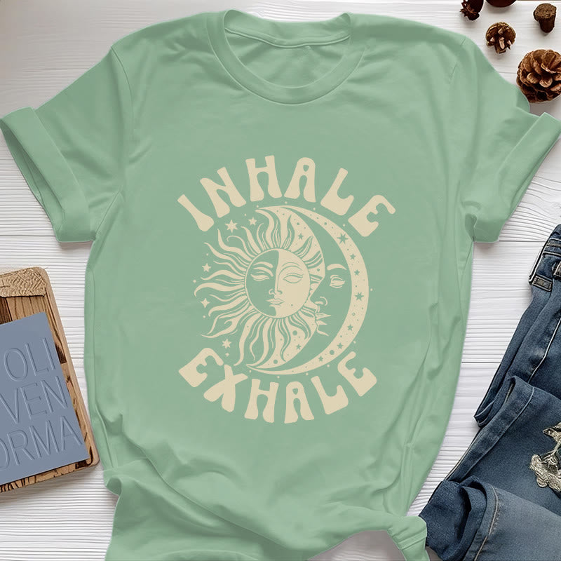 Olivenorma "INHALE EXHALE" Sonne & Mond Spirituelles T-Shirt - Hellgrün - 2XL - image 18