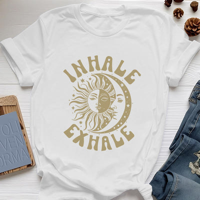 Olivenorma "INHALE EXHALE" Sonne & Mond Spirituelles T-Shirt - Weiß - 2XL - image 6