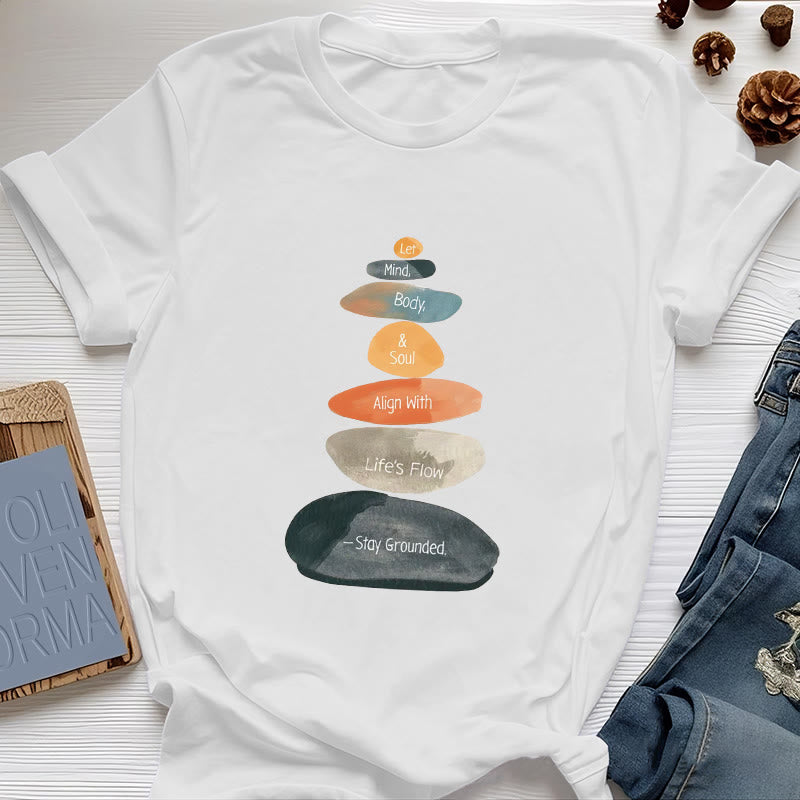 Olivenorma „Stay Grounded“ Leichtes spirituelles Baumwoll-T-Shirt - Weiß - 2XL - image 1