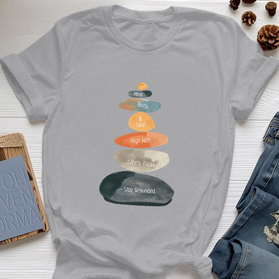 Olivenorma „Stay Grounded“ Leichtes spirituelles Baumwoll-T-Shirt - Grau - 2XL - image 8