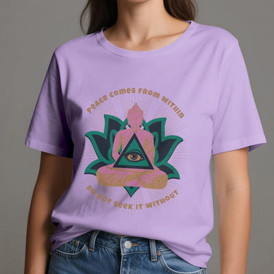 Olivenorma T-Shirt mit Buddha- und Lotusmotiv, spirituelles Motiv - image 17