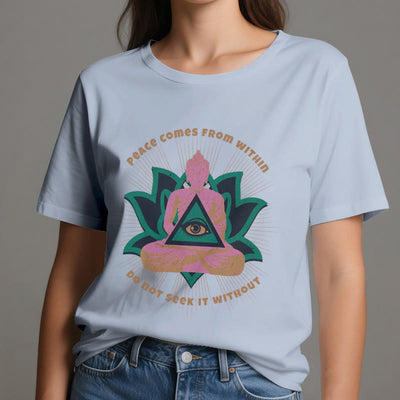 Olivenorma T-Shirt mit Buddha- und Lotusmotiv, spirituelles Motiv - image 13