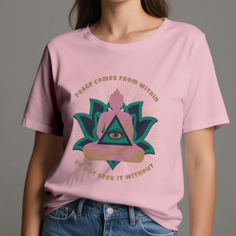 Olivenorma T-Shirt mit Buddha- und Lotusmotiv, spirituelles Motiv - image 15