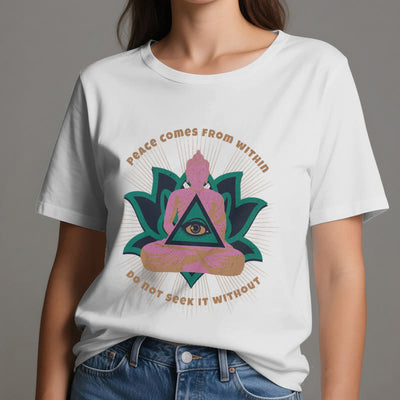 Olivenorma T-Shirt mit Buddha- und Lotusmotiv, spirituelles Motiv - image 7