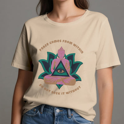 Olivenorma T-Shirt mit Buddha- und Lotusmotiv, spirituelles Motiv - image 11