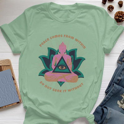 Olivenorma T-Shirt mit Buddha- und Lotusmotiv, spirituelles Motiv - Hellgrün - 2XL - image 18