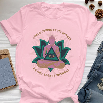 Olivenorma T-Shirt mit Buddha- und Lotusmotiv, spirituelles Motiv - Rosa - 2XL - image 14