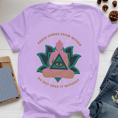 Olivenorma T-Shirt mit Buddha- und Lotusmotiv, spirituelles Motiv - Lila - 2XL - image 16