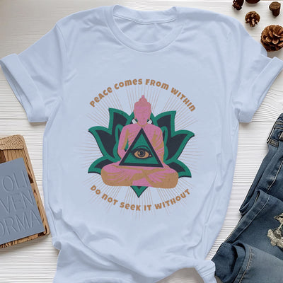 Olivenorma T-Shirt mit Buddha- und Lotusmotiv, spirituelles Motiv - Blau - 2XL - image 12