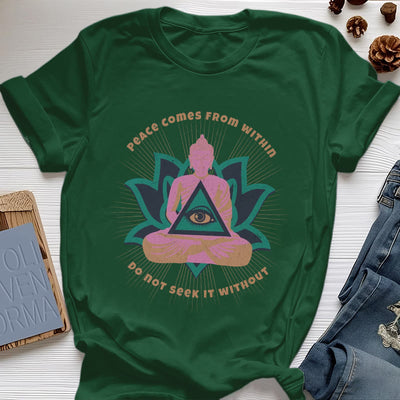 Olivenorma T-Shirt mit Buddha- und Lotusmotiv, spirituelles Motiv - Dunkelgrün - 2XL - image 20