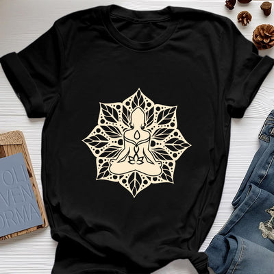 Olivenorma Medela Blumen-Meditations-Yoga-T-Shirt - Schwarz - 2XL - image 8