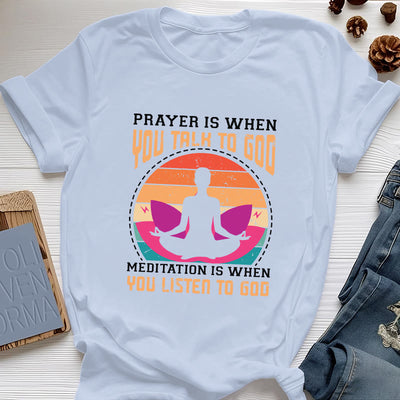 Olivenorma "MEDITATION IST, WENN DU AUF GOTT HÖRST" Spirituelles Yoga T-Shirt - Blau - 2XL - image 12