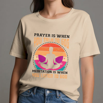Olivenorma "MEDITATION IST, WENN DU AUF GOTT HÖRST" Spirituelles Yoga T-Shirt - image 11