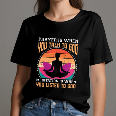 Olivenorma "MEDITATION IST, WENN DU AUF GOTT HÖRST" Spirituelles Yoga T-Shirt - image 2