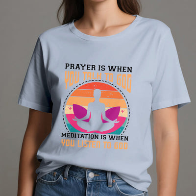 Olivenorma "MEDITATION IST, WENN DU AUF GOTT HÖRST" Spirituelles Yoga T-Shirt - image 13