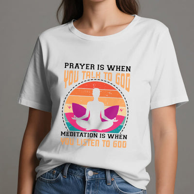 Olivenorma "MEDITATION IST, WENN DU AUF GOTT HÖRST" Spirituelles Yoga T-Shirt - image 7
