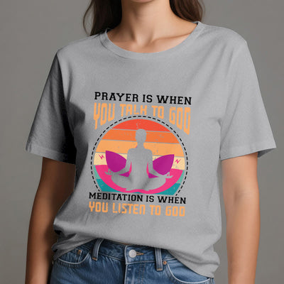 Olivenorma "MEDITATION IST, WENN DU AUF GOTT HÖRST" Spirituelles Yoga T-Shirt - image 9