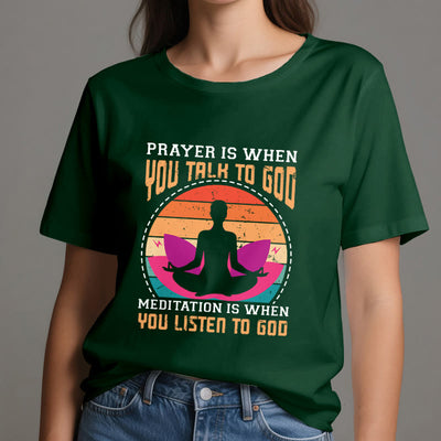 Olivenorma "MEDITATION IST, WENN DU AUF GOTT HÖRST" Spirituelles Yoga T-Shirt - image 21