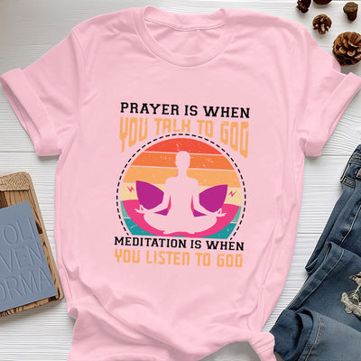 Olivenorma "MEDITATION IST, WENN DU AUF GOTT HÖRST" Spirituelles Yoga T-Shirt - Rosa - 2XL - image 14