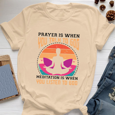 Olivenorma "MEDITATION IST, WENN DU AUF GOTT HÖRST" Spirituelles Yoga T-Shirt - Gelb - 2XL - image 10