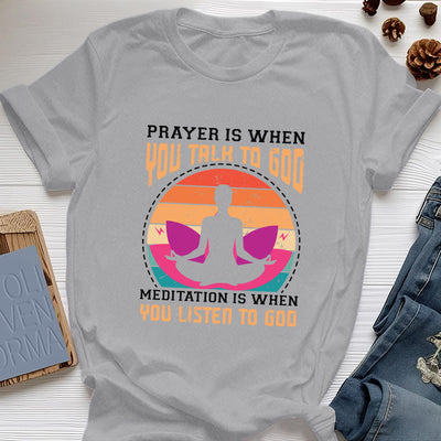 Olivenorma "MEDITATION IST, WENN DU AUF GOTT HÖRST" Spirituelles Yoga T-Shirt - Grau - 2XL - image 8