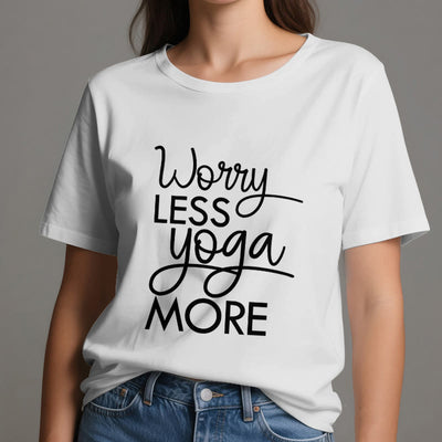 Olivenorma Yoga-T-Shirt mit dem Aufdruck „Worry Less, Yoga More“ - image 7