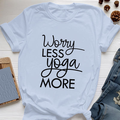 Olivenorma Yoga-T-Shirt mit dem Aufdruck „Worry Less, Yoga More“ - Blau - 2XL - image 12