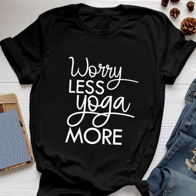 Olivenorma Yoga-T-Shirt mit dem Aufdruck „Worry Less, Yoga More“ - Schwarz - 2XL - image 8