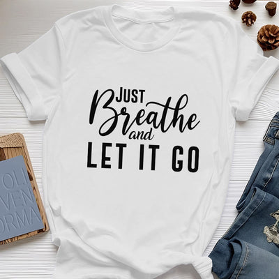 Olivenorma "JUST BREATHE AND LET IT GO" Spirituelles T-Shirt - Weiß - 2XL - image 6