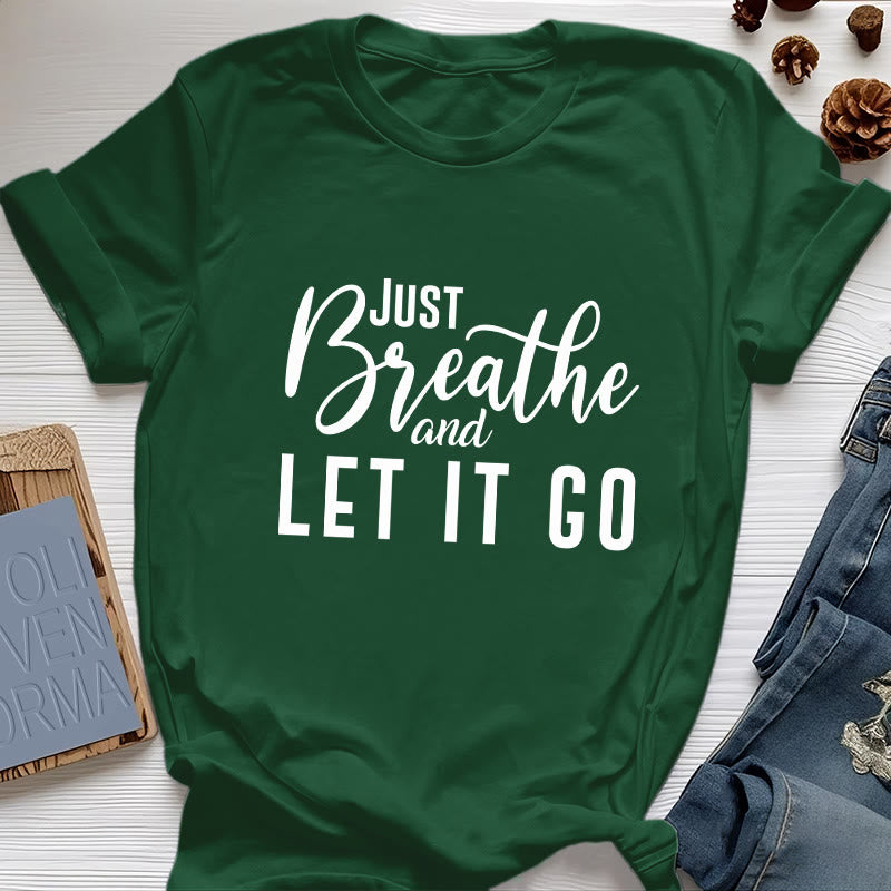Olivenorma "JUST BREATHE AND LET IT GO" Spirituelles T-Shirt - Dunkelgrün - 2XL - image 20