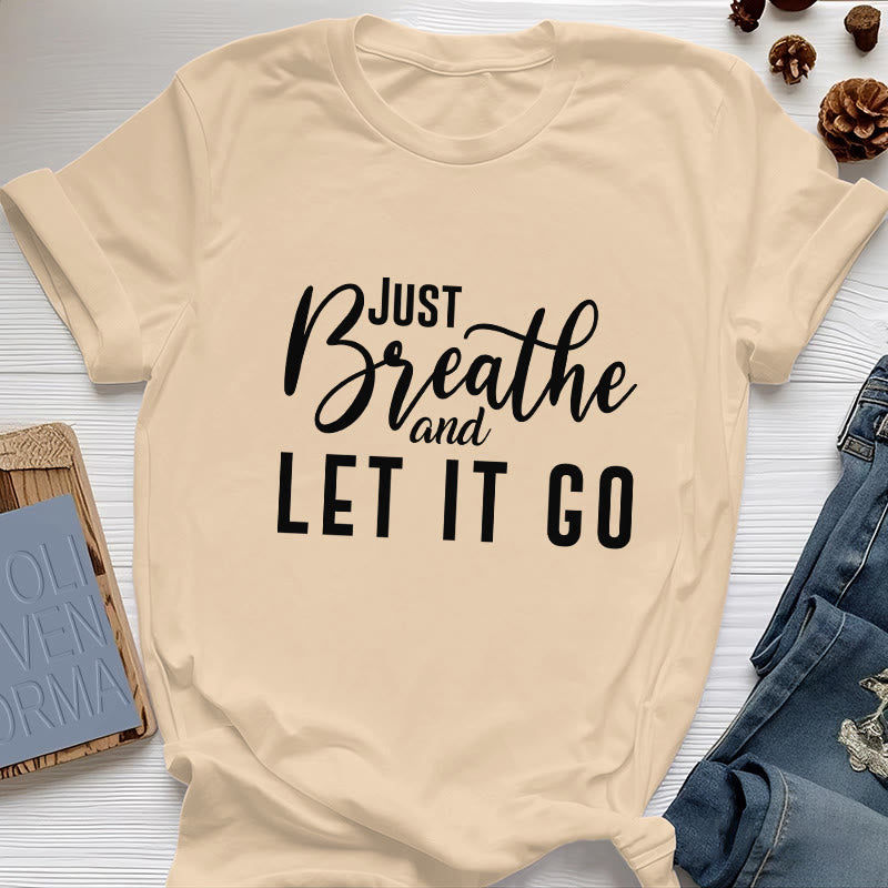 Olivenorma "JUST BREATHE AND LET IT GO" Spirituelles T-Shirt - Gelb - 2XL - image 12