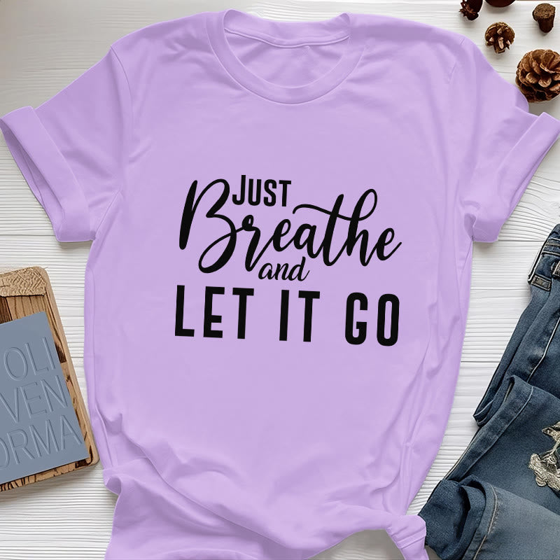 Olivenorma "JUST BREATHE AND LET IT GO" Spirituelles T-Shirt - Lila - 2XL - image 16