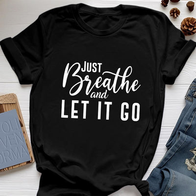 Olivenorma "JUST BREATHE AND LET IT GO" Spirituelles T-Shirt - Schwarz - 2XL - image 8