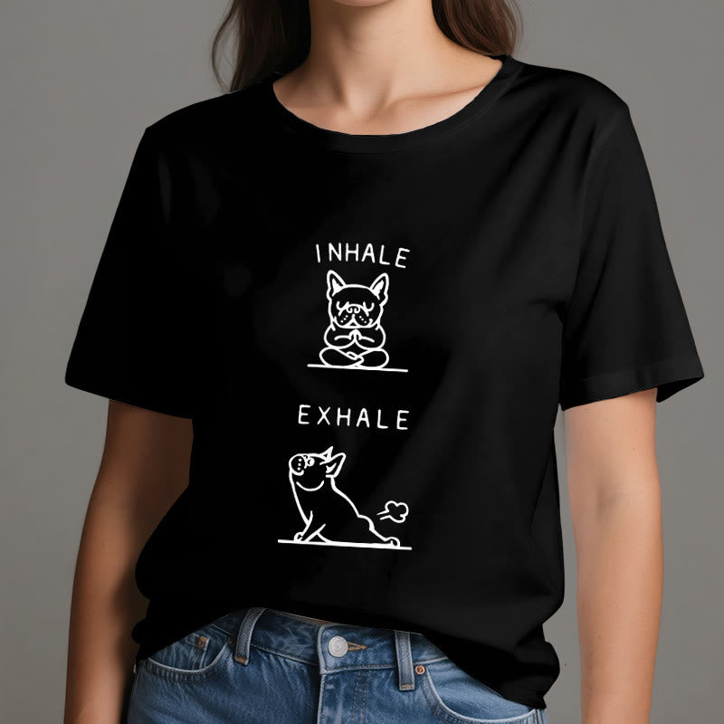Olivenorma Bulldog "INHALE & EXHALE" Lustiges spirituelles T-Shirt - image 7