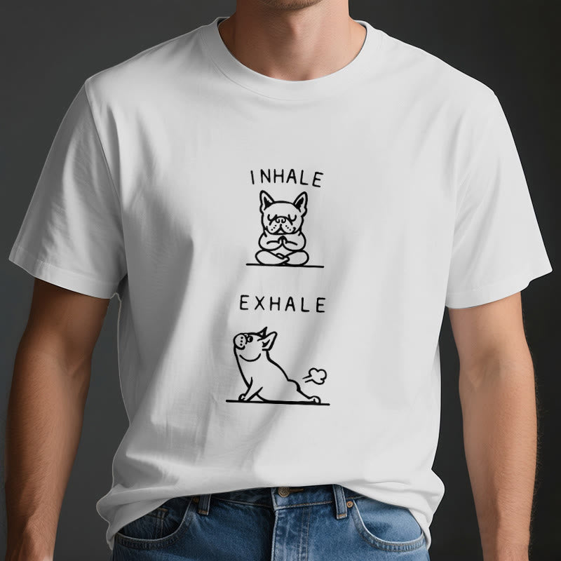 Olivenorma Bulldog "INHALE & EXHALE" Lustiges spirituelles T-Shirt - image 4