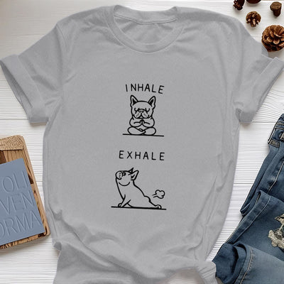 Olivenorma Bulldog "INHALE & EXHALE" Lustiges spirituelles T-Shirt - Grau - 2XL - image 8