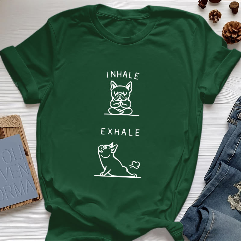Olivenorma Bulldog "INHALE & EXHALE" Lustiges spirituelles T-Shirt - Dunkelgrün - 2XL - image 20