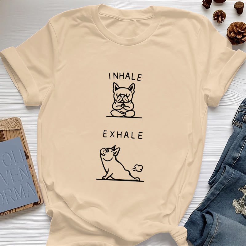Olivenorma Bulldog "INHALE & EXHALE" Lustiges spirituelles T-Shirt - Gelb - 2XL - image 10